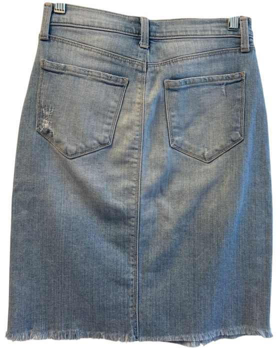 L'agence Size 24 Light Denim Cotton 5 Pocket Zip Fly Frayed Hem Skirt Light Denim / 24