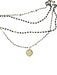 Virgins Saints & Angels Black & Gold Beaded Rhinestone Stacked Pendant Necklace Black & Gold
