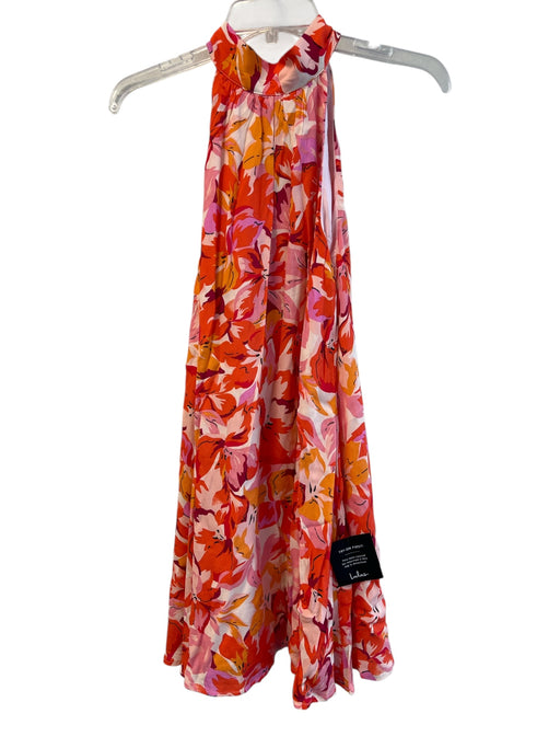 Lulus Size S Pink & Orange Rayon Blend Halter Tie Neck Sleeveless Dress Pink & Orange / S