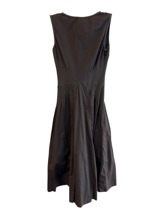 Oizini Size S Gray Cotton V Neck Sleeveless Ribbed Accents Knee length Dress Gray / S