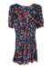 Staud Size 2 Multi Polyester Blend V Neck Short Puff Sleeve Floral Print Dress Multi / 2