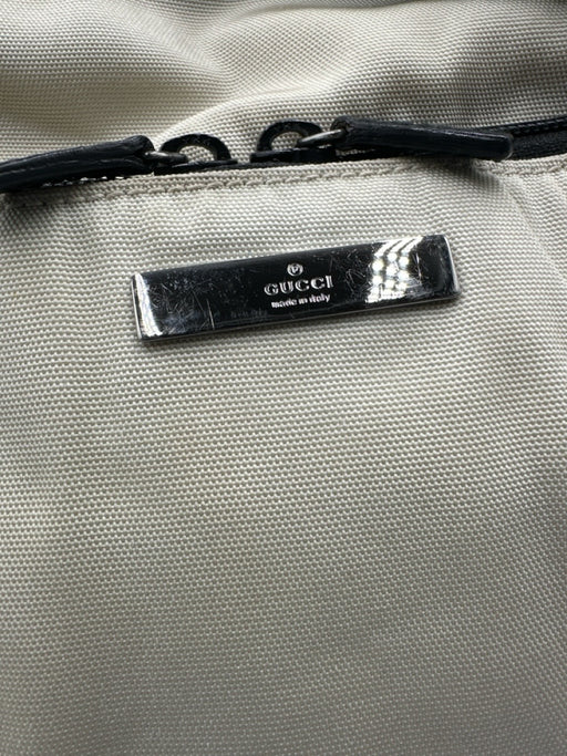 Gucci AS IS Beige & Black Nylon & Leather Zip Pockets Crossbody Men's Bag Beige & Black