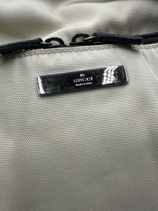 Gucci AS IS Beige & Black Nylon & Leather Zip Pockets Crossbody Men's Bag Beige & Black