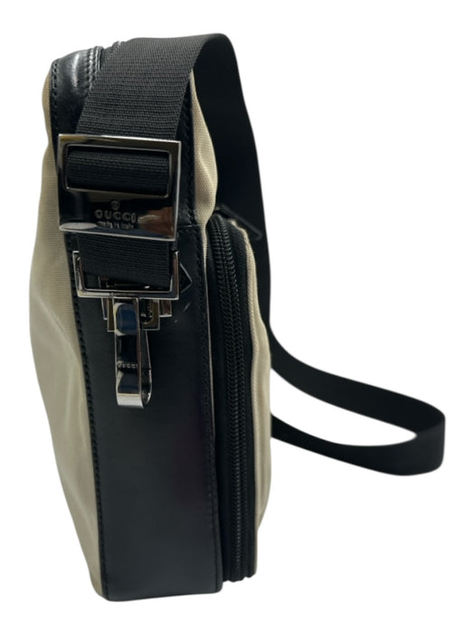 Gucci AS IS Beige & Black Nylon & Leather Zip Pockets Crossbody Men's Bag Beige & Black