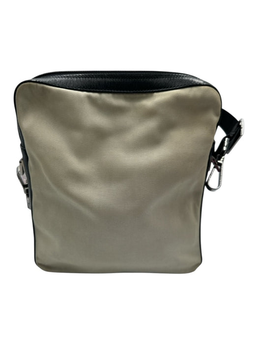 Gucci AS IS Beige & Black Nylon & Leather Zip Pockets Crossbody Men's Bag Beige & Black