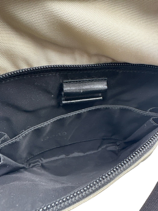 Gucci AS IS Beige & Black Nylon & Leather Zip Pockets Crossbody Men's Bag Beige & Black