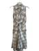 Sara Roka Size Est S Beige & White Cotton Blend Sleeveless Plaid Waist Bag Dress Beige & White / Est S