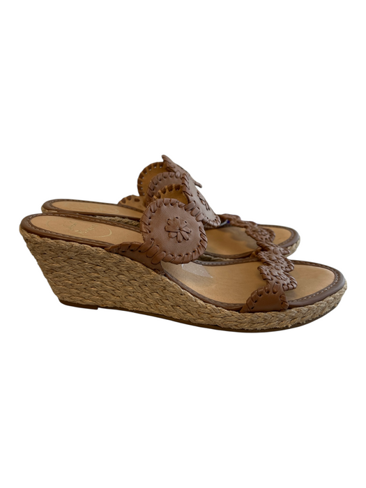 Jack Rogers Shoe Size 8 Brown Manmade Material open toe Two Straps Wedge Shoes Brown / 8