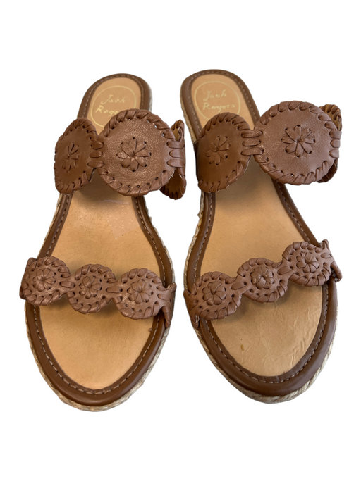 Jack Rogers Shoe Size 8 Brown Manmade Material open toe Two Straps Wedge Shoes Brown / 8