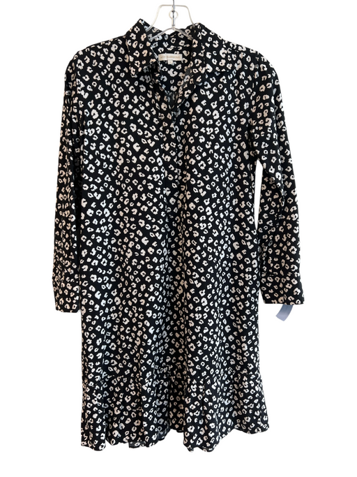 Ann Mashburn Size S Black & White Long Sleeve Animal Print 3/4 Button Dress Black & White / S