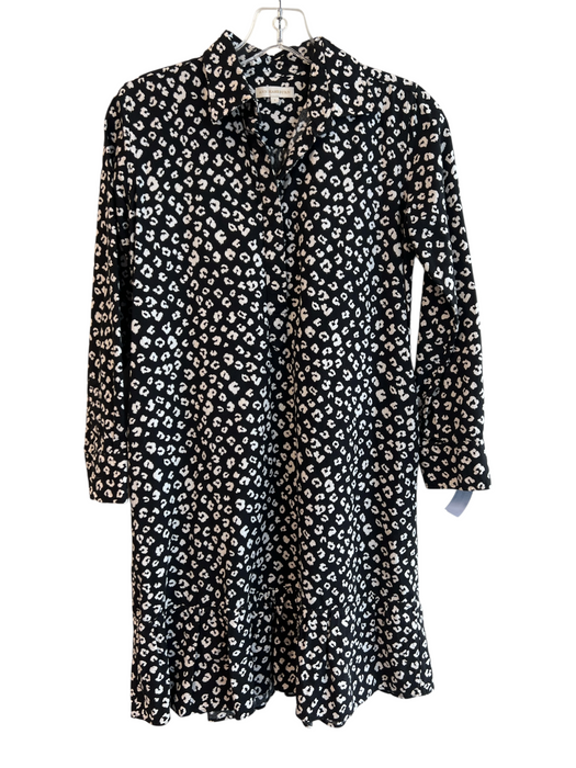 Ann Mashburn Size S Black & White Long Sleeve Animal Print 3/4 Button Dress Black & White / S