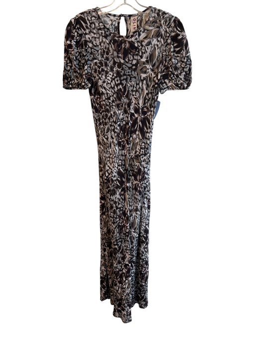 Dolan Size XS Brown & Multi Viscose & Rayon Short Sleeve Floral Print Dress Brown & Multi / XS