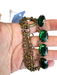 Lulu Frost Brass & Green Earring Chain Link Stones Lobster Clasp Bracelet Brass & Green