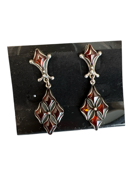 Amber Queen Orange Metal Stone Studded Earrings Orange