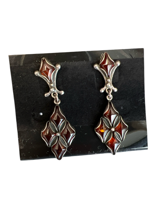 Amber Queen Orange Metal Stone Studded Earrings Orange