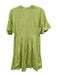 Banjanan Size XS Green Cotton V Neck Mini Flare Sleeves Printed Dress Green / XS