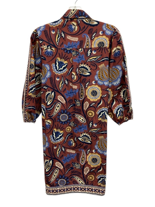 Maude Vivante Size XS Red Multi Cotton Button Front Printed Long Sleeve Dress Red Multi / XS