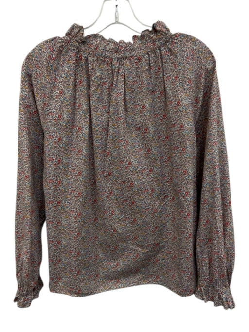 Ann Mashburn Size S Multi Cotton Wide Neck Floral Long Sleeve Blouse Top Multi / S