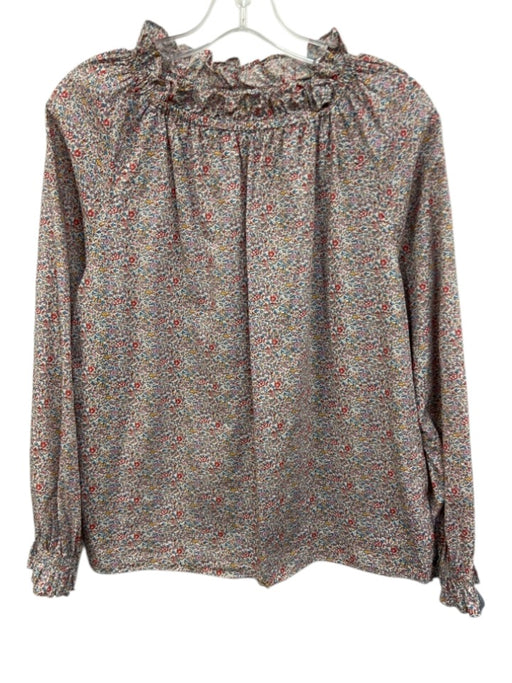 Ann Mashburn Size S Multi Cotton Wide Neck Floral Long Sleeve Blouse Top Multi / S