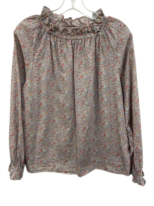Ann Mashburn Size S Multi Cotton Wide Neck Floral Long Sleeve Blouse Top Multi / S