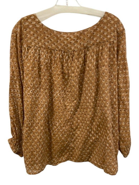 Nani Pani Size One Size Brown Cotton Printed Boat Neck Long Sleeve Top Brown / One Size