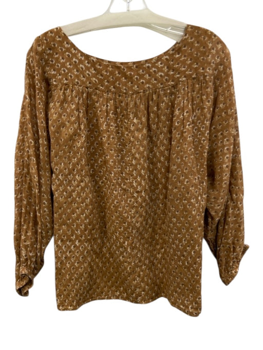 Nani Pani Size One Size Brown Cotton Printed Boat Neck Long Sleeve Top Brown / One Size
