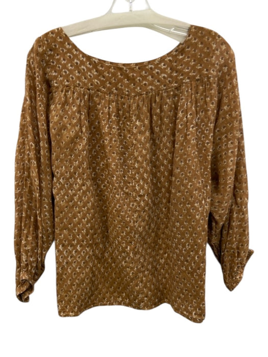 Nani Pani Size One Size Brown Cotton Printed Boat Neck Long Sleeve Top Brown / One Size
