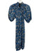 J Crew Size XS Blue Multi Cotton Floral Zip Close Puff Sleeve Midi Dress Blue Multi / XS