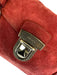 Prada Red Suede Silver Hardware Enamel Logo Top Handle Push Lock Closure Bag Red