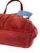 Prada Red Suede Silver Hardware Enamel Logo Top Handle Push Lock Closure Bag Red