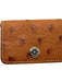Kwanpen White & Brown Ostrich Leather Snap Button Bi- Fold Wallets White & Brown