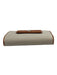 Kwanpen White & Brown Ostrich Leather Snap Button Bi- Fold Wallets White & Brown