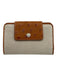 Kwanpen White & Brown Ostrich Leather Snap Button Bi- Fold Wallets White & Brown