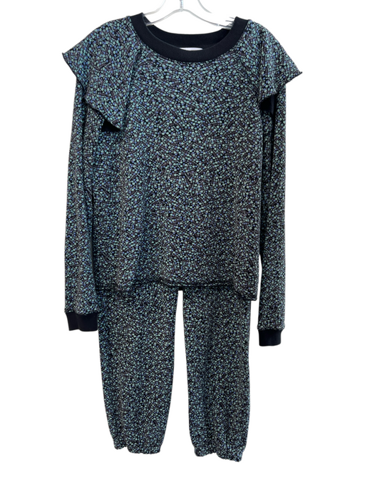 Something Navy Size Est Small Navy & Green Cotton Flowers Crew Neck Pants Set Navy & Green / Est Small