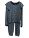 Something Navy Size Est Small Navy & Green Cotton Flowers Crew Neck Pants Set Navy & Green / Est Small