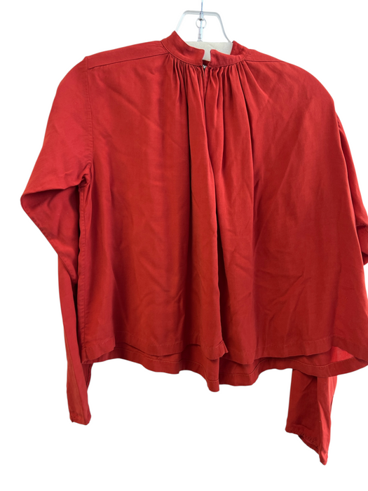Apiece Apart Size 0 Rust Viscose Long Sleeve Round Split Neck Top Rust / 0