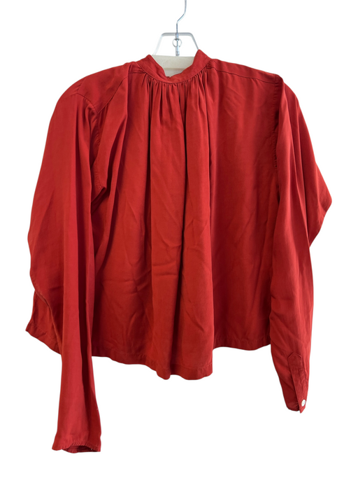 Apiece Apart Size 0 Rust Viscose Long Sleeve Round Split Neck Top Rust / 0
