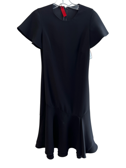 Carolina Herrera Size 2 Black Polyester Blend Short Sleeve Round Neck Dress Black / 2