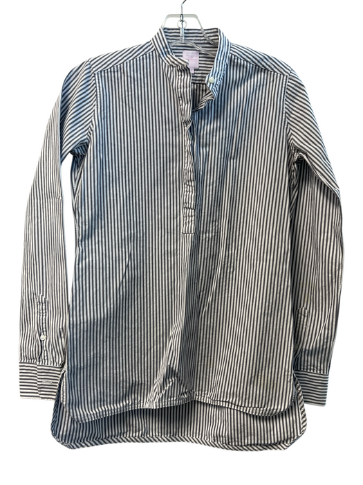 Ann Mashburn Size XS Gray & White Cotton Half Button Striped Long Sleeve Top Gray & White / XS