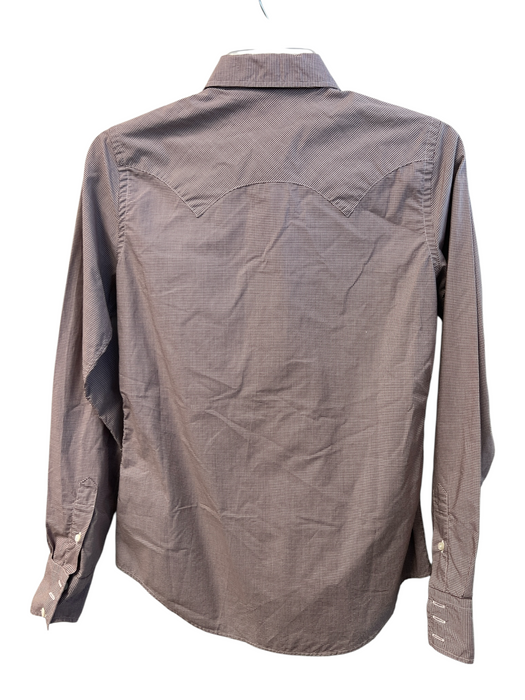 Ann Mashburn Size Small Brown & White Cotton Checked Collared Long Sleeve Top Brown & White / Small
