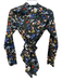 Ann Mashburn Size Small Black & Multi Cotton Long Sleeve Floral Button Down Top Black & Multi / Small