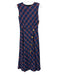 Boutique Moschino Size 4 Blue & Pink Print Polyester Plaid Button Detail Dress Blue & Pink Print / 4