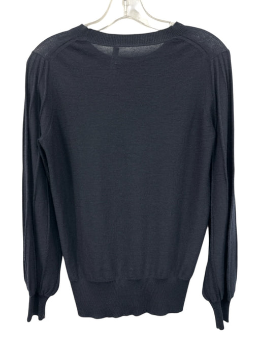 Ann Mashburn Size S Navy Cashmere Textured Detail Crew Neck Long Sleeve Sweater Navy / S