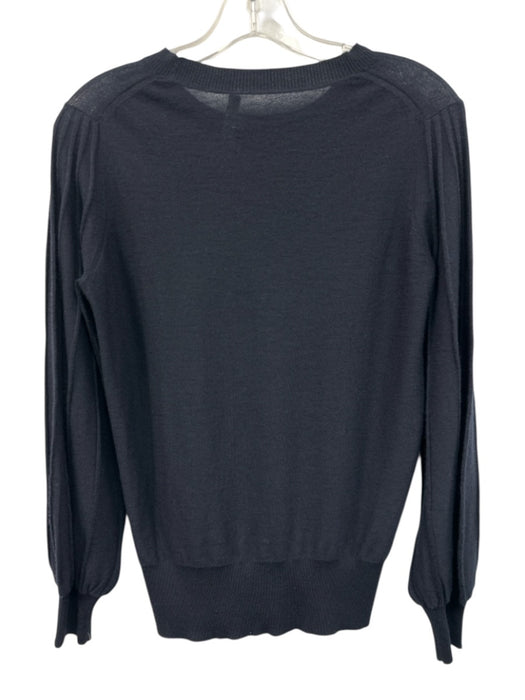 Ann Mashburn Size S Navy Cashmere Textured Detail Crew Neck Long Sleeve Sweater Navy / S