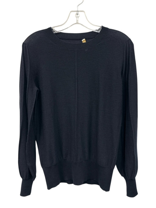 Ann Mashburn Size S Navy Cashmere Textured Detail Crew Neck Long Sleeve Sweater Navy / S