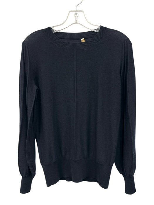 Ann Mashburn Size S Navy Cashmere Textured Detail Crew Neck Long Sleeve Sweater Navy / S