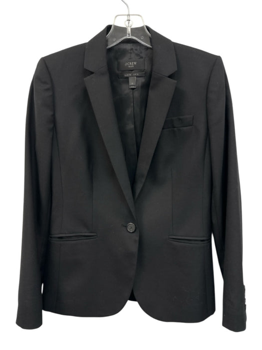J Crew Size 2 Black Wool One Button Long Sleeve Blazer Jacket Black / 2