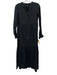 ABLE Size XXS Black Cotton Half Button Long Sleeve Maxi Dress Black / XXS
