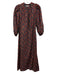 APOF Size XS Navy & Red Print Cotton Floral Long Sleeve Maxi Dress Navy & Red Print / XS