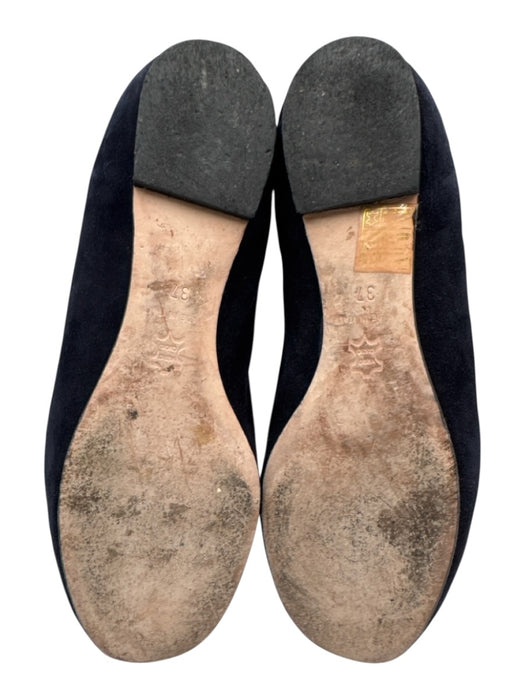 Ann Mashburn Shoe Size 37 Navy Suede Bow Round Toe Flats Navy / 37